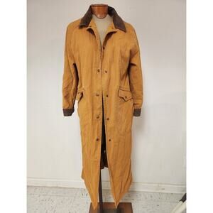 LL Bean Vintage Long Barn Trench Coat Duster Womens S Aztec Lined Western